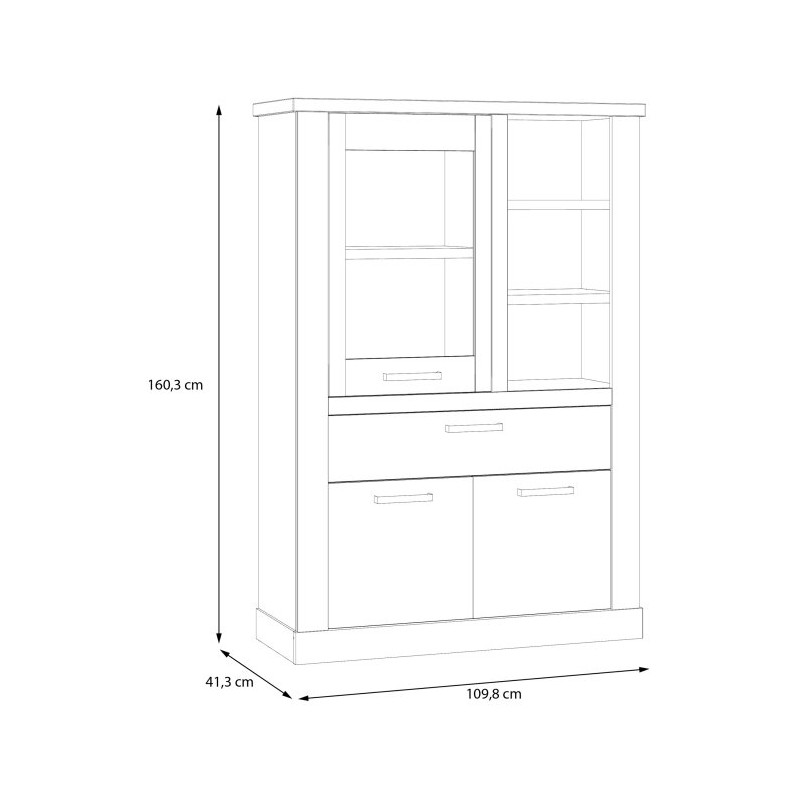 Witryna 110 cm Duro z praktyczną szufladą | dąb riviera/dąb cabezone
