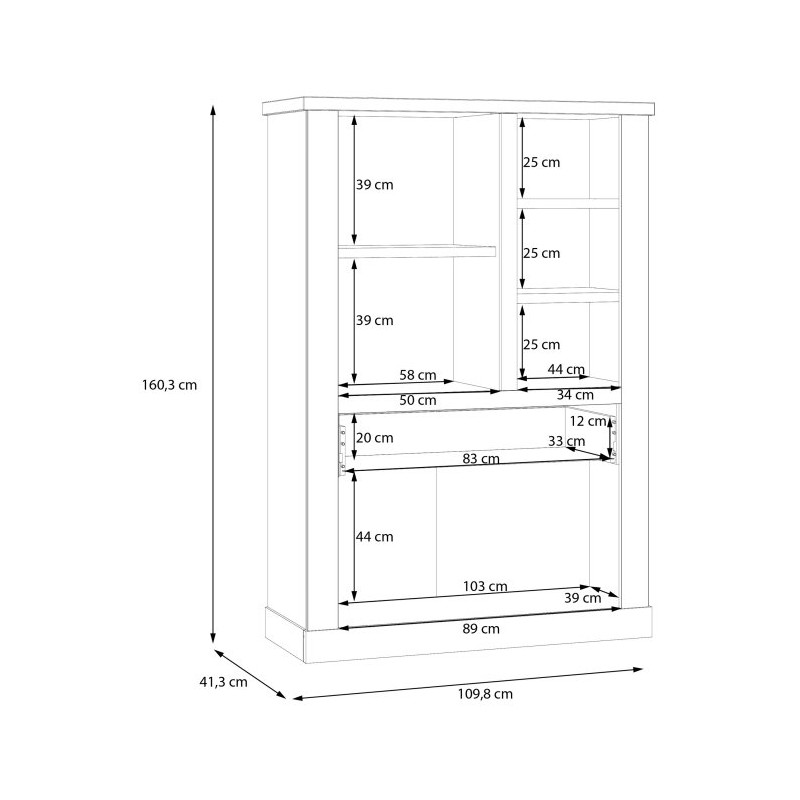 Witryna 110 cm Duro z praktyczną szufladą | dąb riviera/dąb cabezone