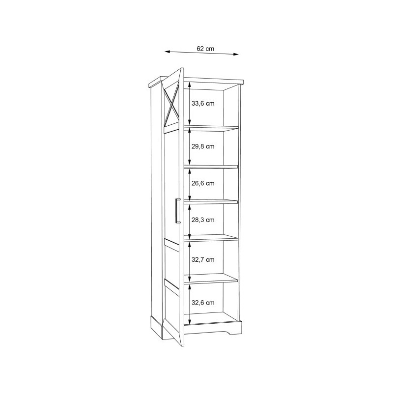 Wąska witryna ROCKHAMPTON Pinia Biała – styl i funkcjonalność