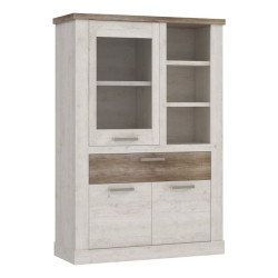 Witryna 110 cm Duro z praktyczną szufladą | pinia biała/dąb antyczny