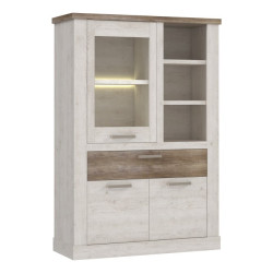 Witryna 110 cm Duro z praktyczną szufladą | pinia biała/dąb antyczny