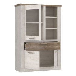 Witryna 110 cm Duro z praktyczną szufladą | pinia biała/dąb antyczny