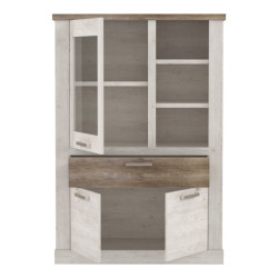 Witryna 110 cm Duro z praktyczną szufladą | pinia biała/dąb antyczny