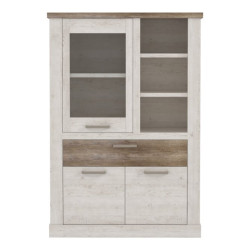 Witryna 110 cm Duro z praktyczną szufladą | pinia biała/dąb antyczny