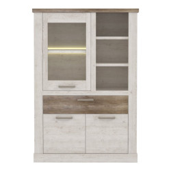 Witryna 110 cm Duro z praktyczną szufladą | pinia biała/dąb antyczny