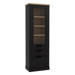 Wysoka witryna Duro z praktyczną szufladą | dąb riviera/dąb cabezone