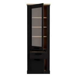 Wysoka witryna Duro z praktyczną szufladą | dąb riviera/dąb cabezone