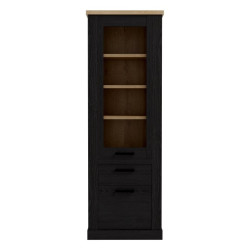 Wysoka witryna Duro z praktyczną szufladą | dąb riviera/dąb cabezone