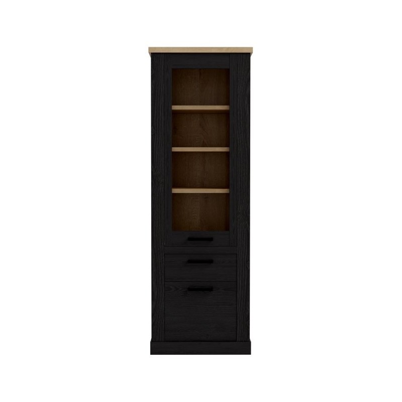 Wysoka witryna Duro z praktyczną szufladą | dąb riviera/dąb cabezone