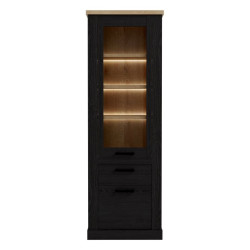 Wysoka witryna Duro z praktyczną szufladą | dąb riviera/dąb cabezone