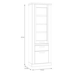 Wysoka witryna Duro z praktyczną szufladą | dąb riviera/dąb cabezone