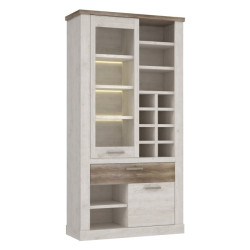 Duża witryna z szufladą Duro Meble Forte | pinia biała/dąb antyczny