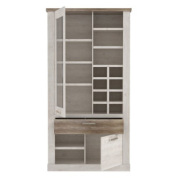 Duża witryna z szufladą Duro Meble Forte | pinia biała/dąb antyczny