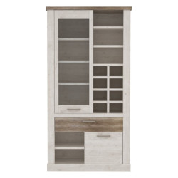 Duża witryna z szufladą Duro Meble Forte | pinia biała/dąb antyczny