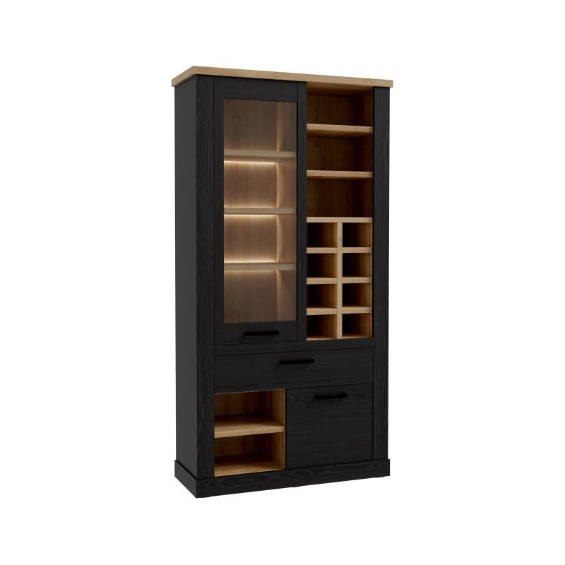 Duża witryna z szufladą Duro Meble Forte | dąb riviera/dąb cabezone