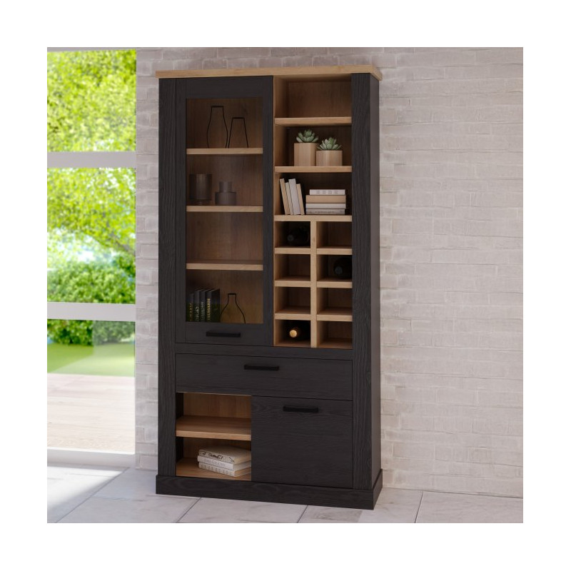 Duża witryna z szufladą Duro Meble Forte | dąb riviera/dąb cabezone