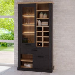 Duża witryna z szufladą Duro Meble Forte | dąb riviera/dąb cabezone