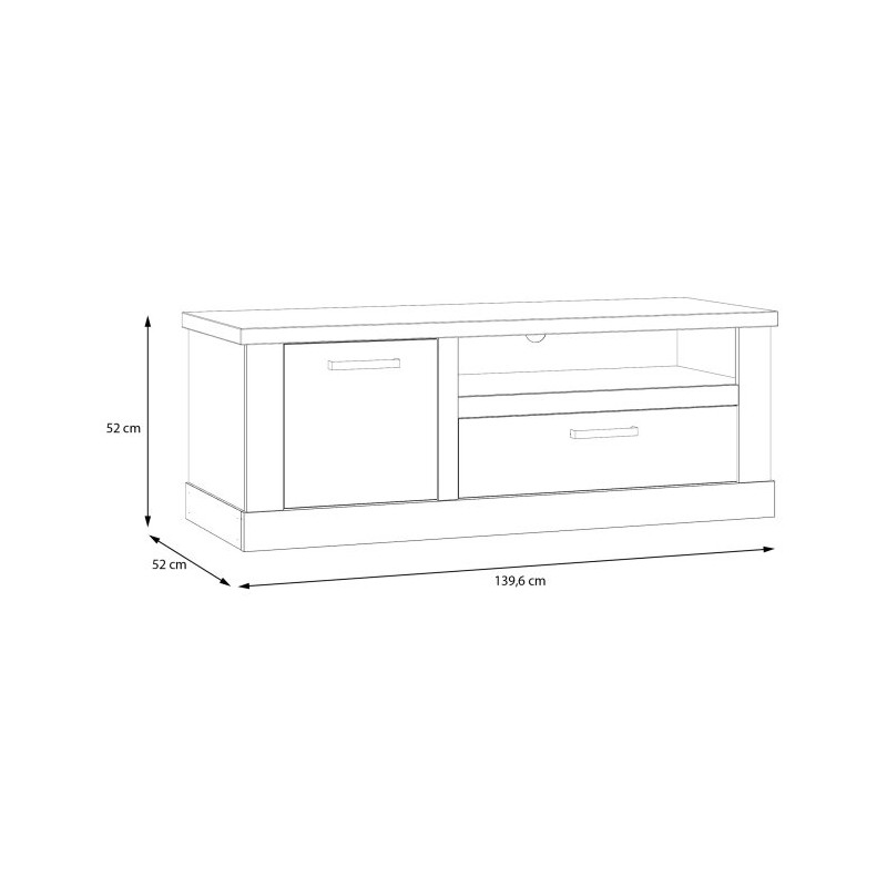 Szafka RTV 140 cm Duro DURT221L – dąb riviera/dąb cabezone