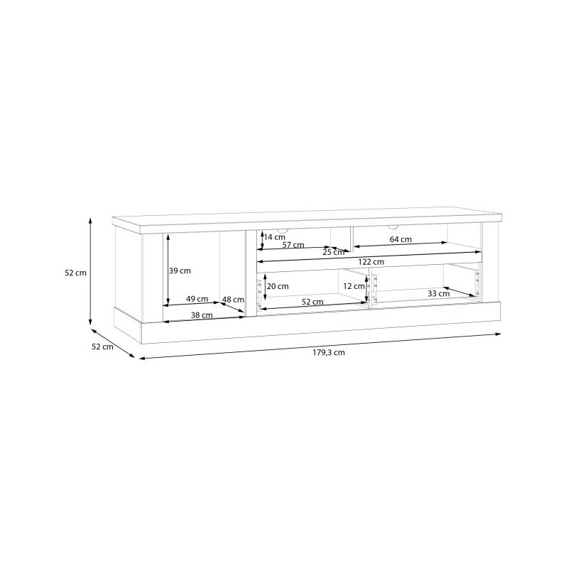 Szafka RTV 180 cm Duro DURT231L – pinia biała/dąb antyczny