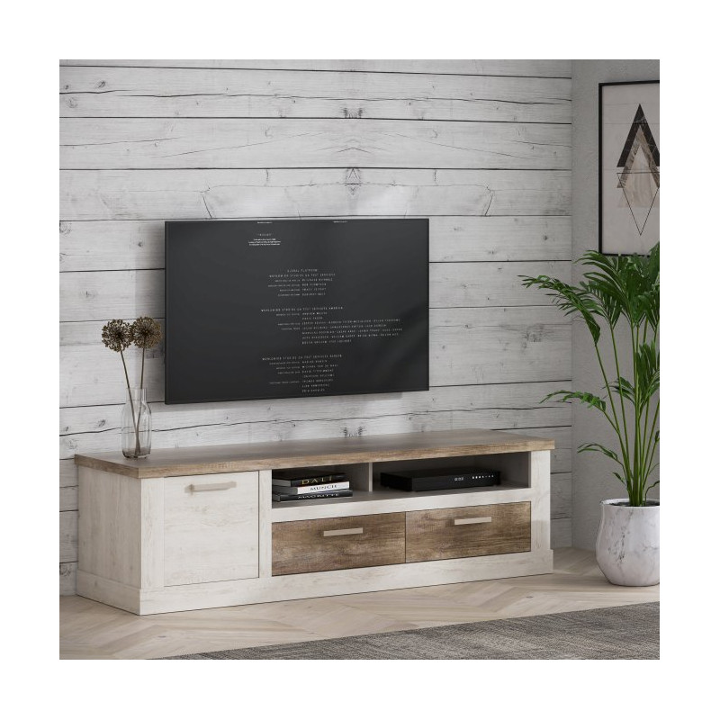 Szafka RTV 180 cm Duro DURT231L – pinia biała/dąb antyczny