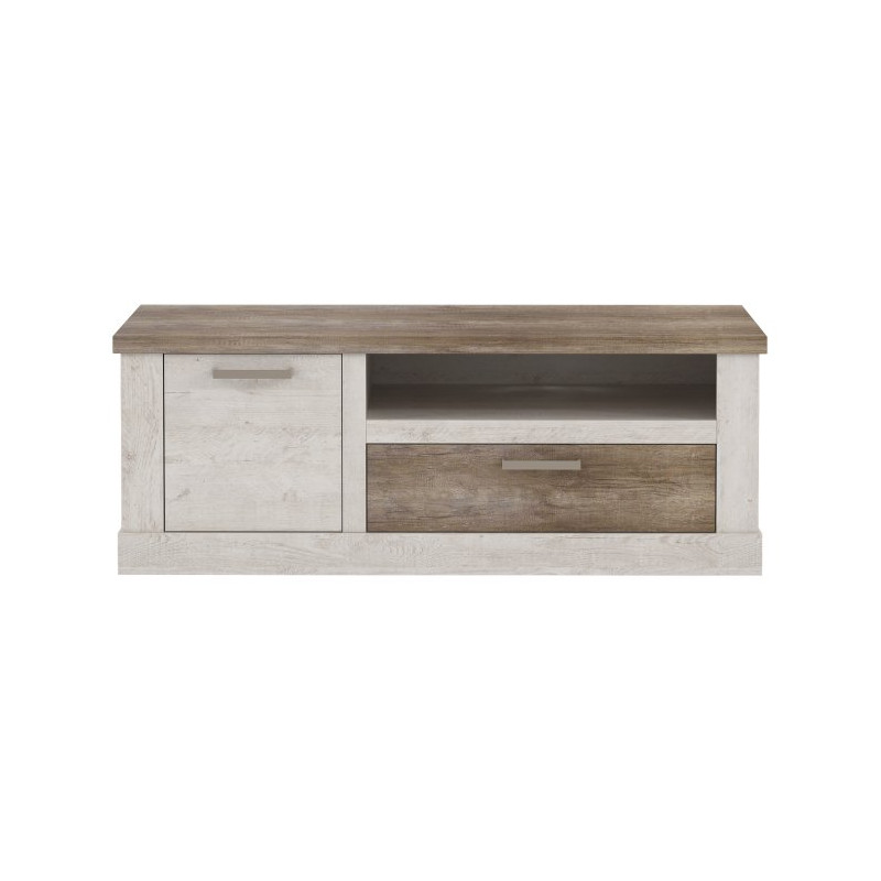 Szafka RTV 140 cm Duro DURT221L – pinia biała/dąb antyczny