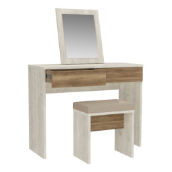 Toaletka Duro z lustrem i siedziskiem – pinia biała/dąb antyczny