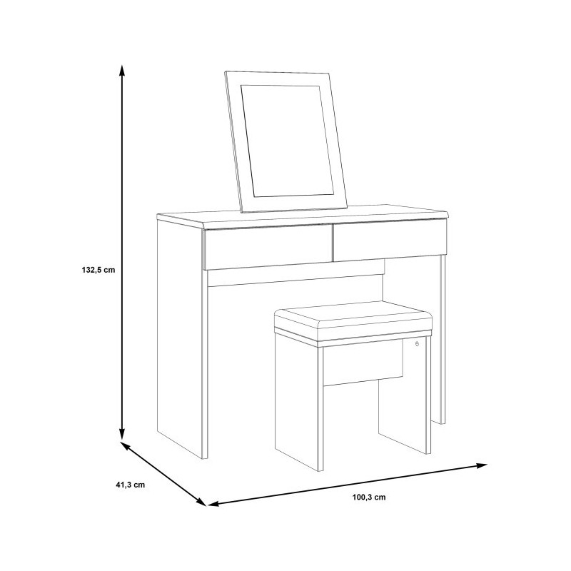 Toaletka Duro z lustrem i siedziskiem – pinia biała/dąb antyczny