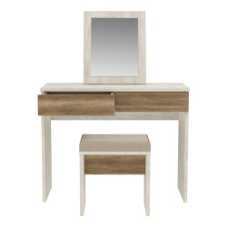 Toaletka Duro z lustrem i siedziskiem – pinia biała/dąb antyczny