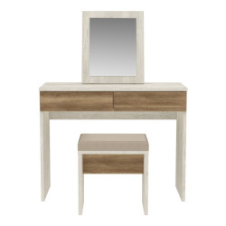 Toaletka Duro z lustrem i siedziskiem – pinia biała/dąb antyczny