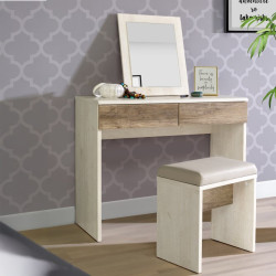 Toaletka Duro z lustrem i siedziskiem – pinia biała/dąb antyczny