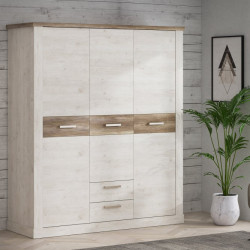 Szafa trzydrzwiowa 170 cm Duro DURS931 – pinia biała / dąb antyczny