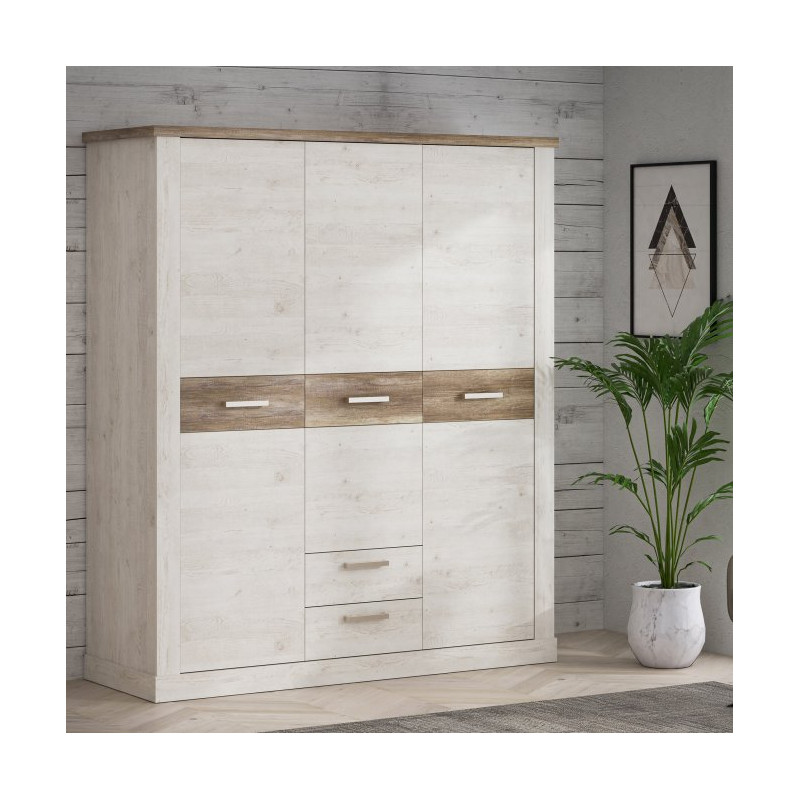 Szafa trzydrzwiowa 170 cm Duro DURS931 – pinia biała / dąb antyczny