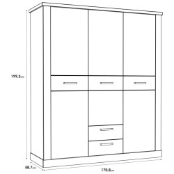 Szafa trzydrzwiowa 170 cm Duro DURS931 – pinia biała / dąb antyczny