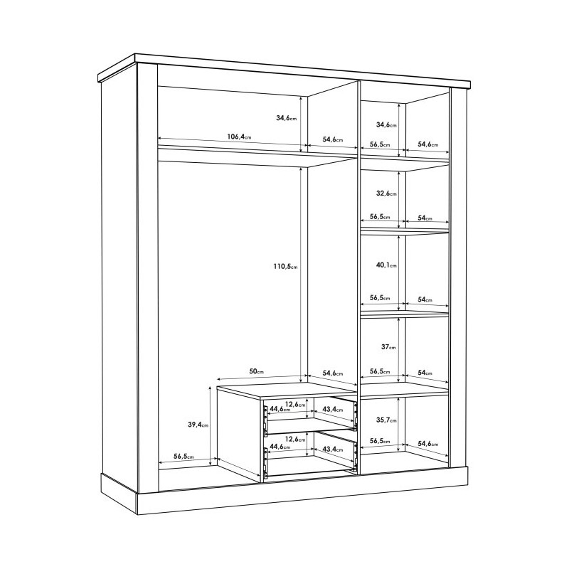 Szafa trzydrzwiowa 170 cm Duro DURS931 – pinia biała / dąb antyczny