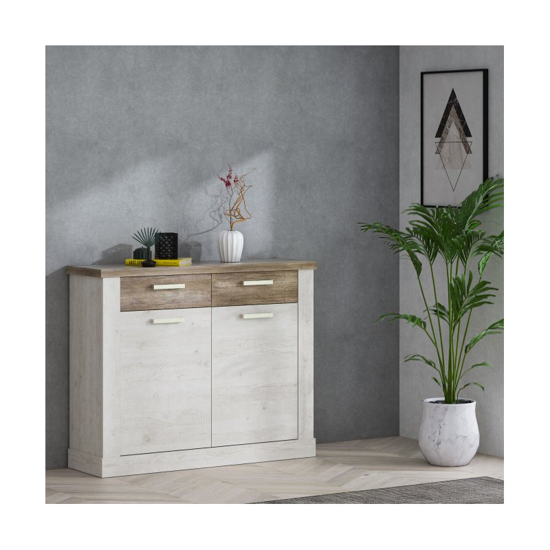 Szafka na buty Duro DURK222 120 cm – pinia biała / dąb antyczny