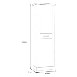 Szafa z szufladą 60 cm Duro DURS711  – pinia biała / dąb antyczny