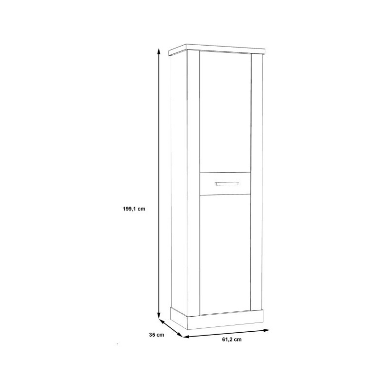 Szafa z szufladą 60 cm Duro DURS711  – pinia biała / dąb antyczny