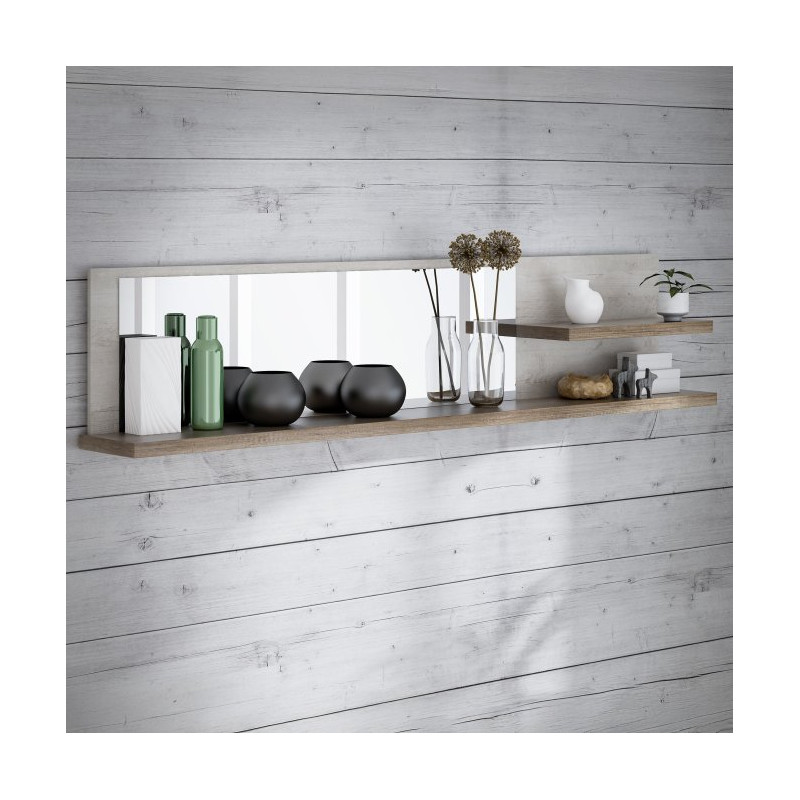 Półka wisząca z lustrem Duro 210 cm – pinia biała/dąb antyczny