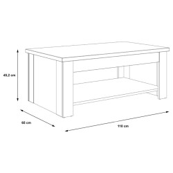 Stolik kawowy z podnoszonym blatem 110x65 cm DURO Meble Forte