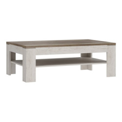 Stolik kawowy 120x75 cm DURO Meble Forte pinia biała/dąb antyczny