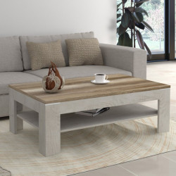 Stolik kawowy 120x75 cm DURO Meble Forte pinia biała/dąb antyczny