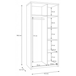 Szafa na ubrania 90 cm Eufemius EUFS821L dąb mazurski