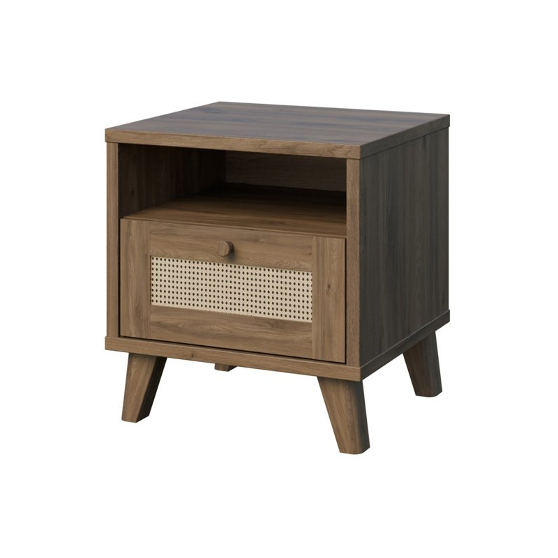 Szafka nocna Glenkeen 45 cm | dąb valencia/rattan naturalny
