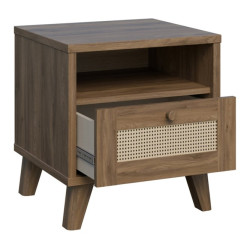 Szafka nocna Glenkeen 45 cm | dąb valencia/rattan naturalny