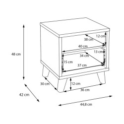 Szafka nocna Glenkeen 45 cm | dąb valencia/rattan naturalny