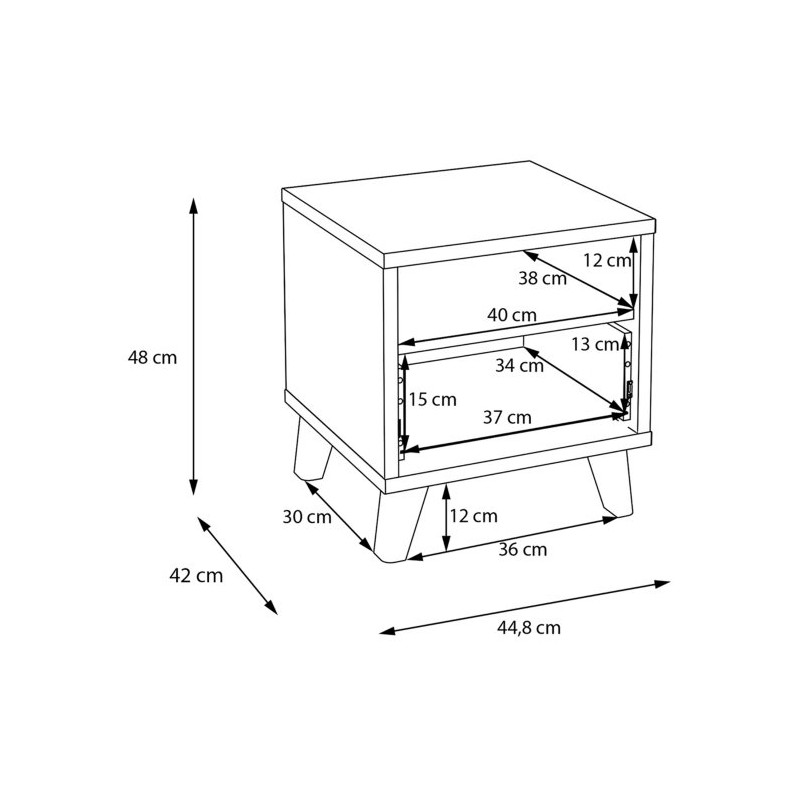 Szafka nocna Glenkeen 45 cm | dąb valencia/rattan naturalny