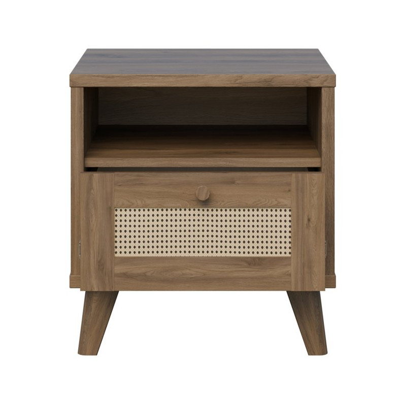 Szafka nocna Glenkeen 45 cm | dąb valencia/rattan naturalny