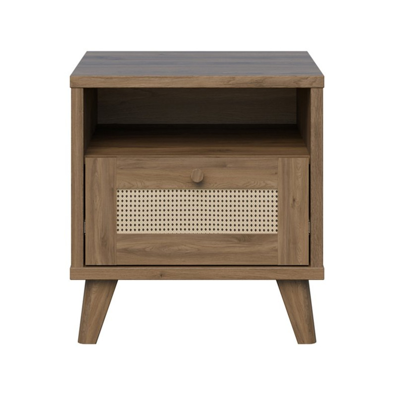 Szafka nocna Glenkeen 45 cm | dąb valencia/rattan naturalny