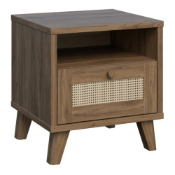 Szafka nocna Glenkeen 45 cm | dąb valencia/rattan naturalny