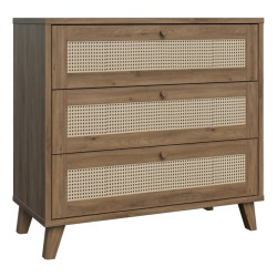 Komoda 90 cm Glenkeen GLKK212 dąb valencia z rattanem